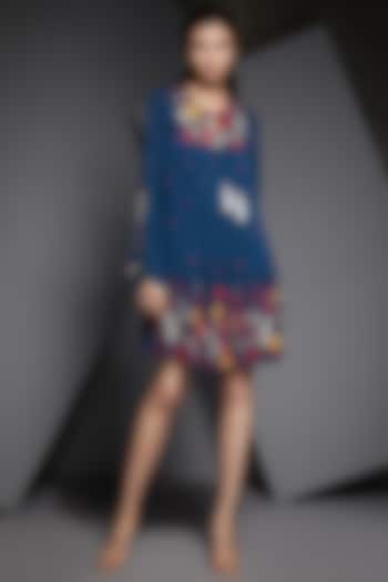 Midnight Blue Embroidered Vacation Dress by Namrata Joshipura at Pernia's Pop Up Shop