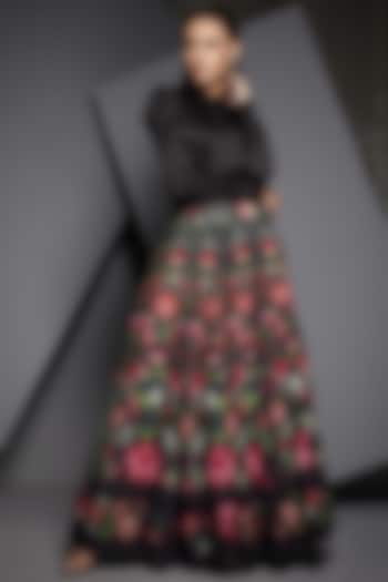 Black Printed Skirt With Blouse by Namrata Joshipura at Pernia's Pop Up Shop