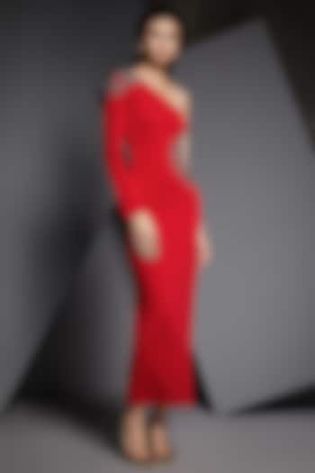 Red Embroidered Dress by Namrata Joshipura