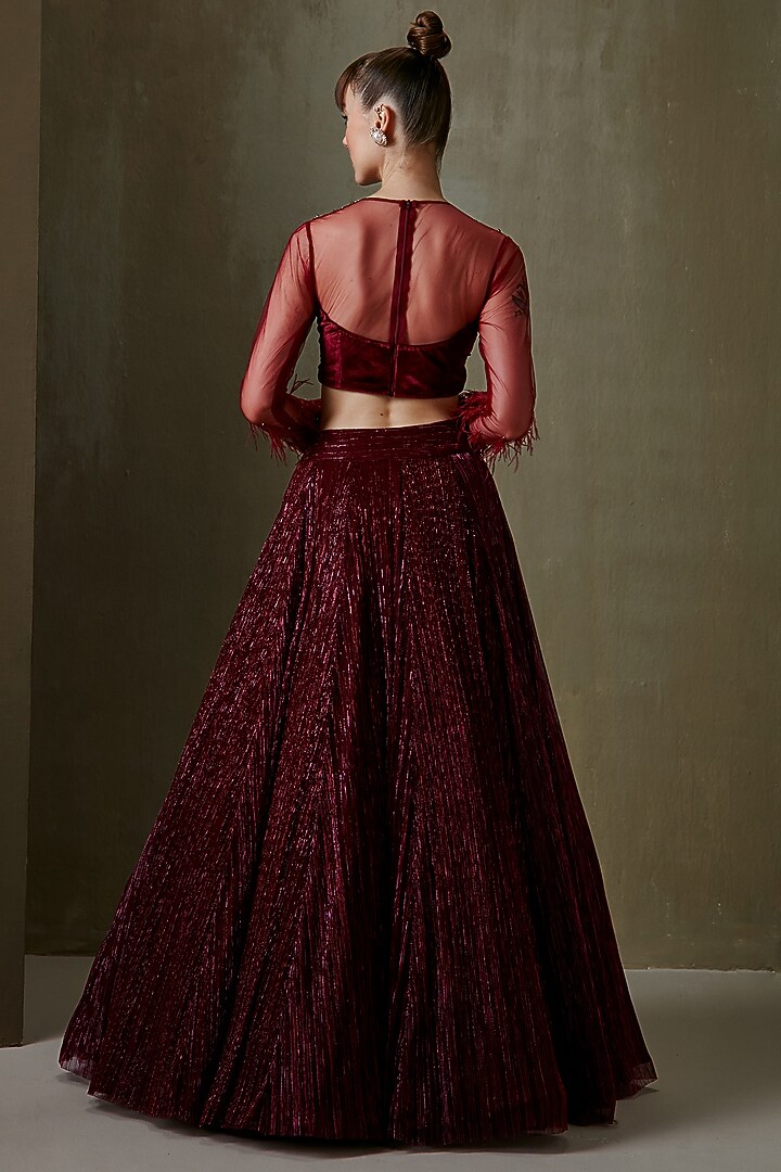 Wine Embellished Skirt Set by Namrata Joshipura at Pernia's Pop Up Shop
