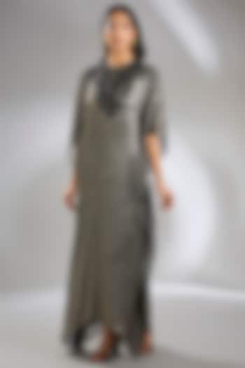 Black Shimmer Chiffon Kaftan by Namrata Joshipura at Pernia's Pop Up Shop