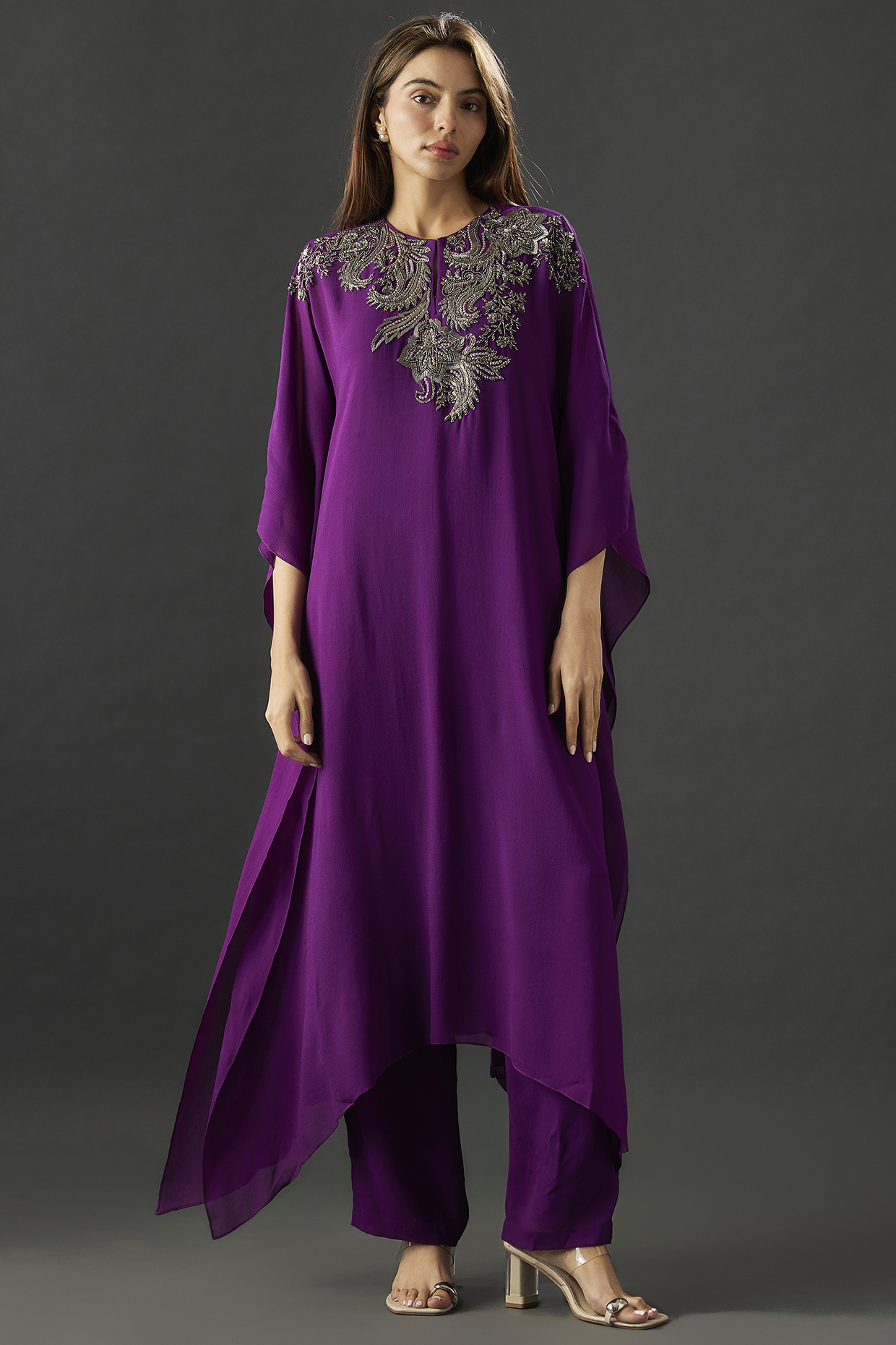 Purple Georgette Kaftan Set by Namrata Joshipura at Pernia's Pop Up Shop