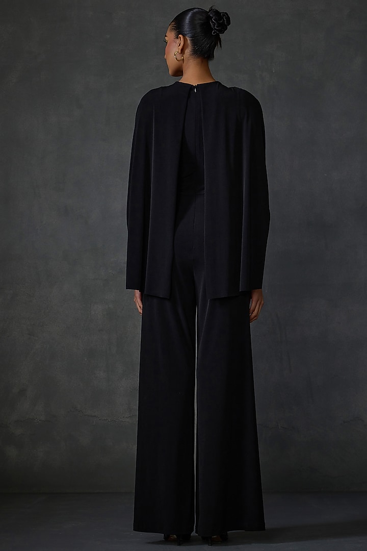 Black Jersey Hand & Machine Embellished Jumpsuit by Namrata Joshipura at Pernia's Pop Up Shop