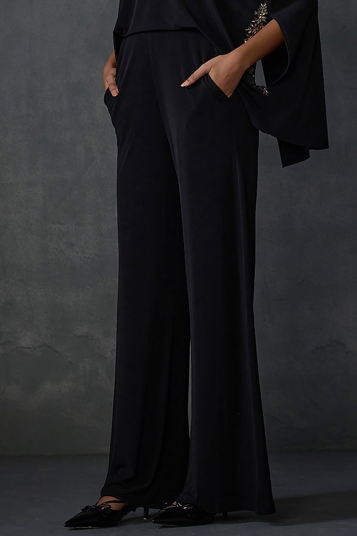 Black Jersey Hand & Machine Embellished Jumpsuit by Namrata Joshipura at Pernia's Pop Up Shop