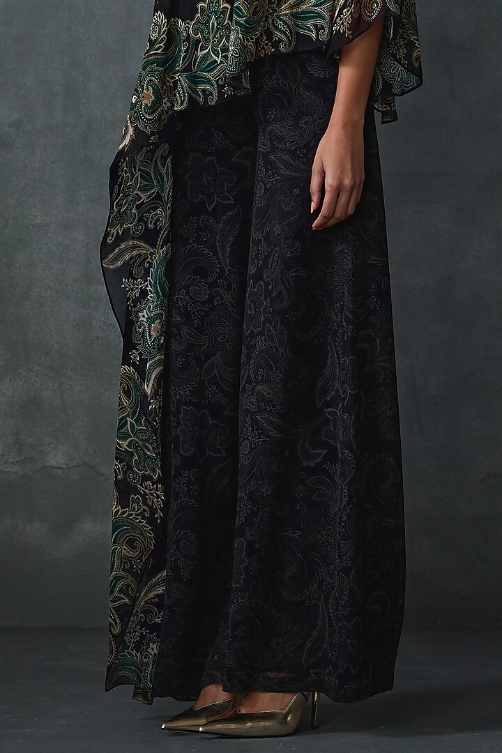 Black Georgette Paisley Hand Embellished Jumpsuit by Namrata Joshipura at Pernia's Pop Up Shop