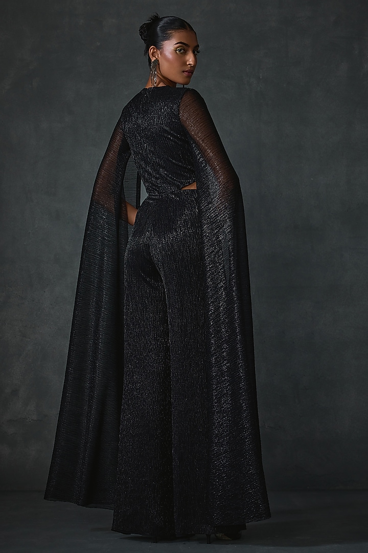 Black Crepe Hand & Machine Embellished Jumpsuit by Namrata Joshipura at Pernia's Pop Up Shop