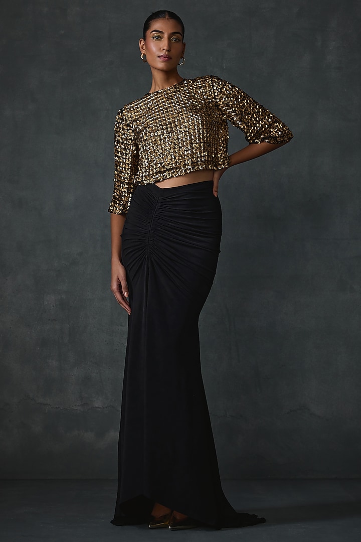 Black Jersey Skirt Set by Namrata Joshipura at Pernia's Pop Up Shop