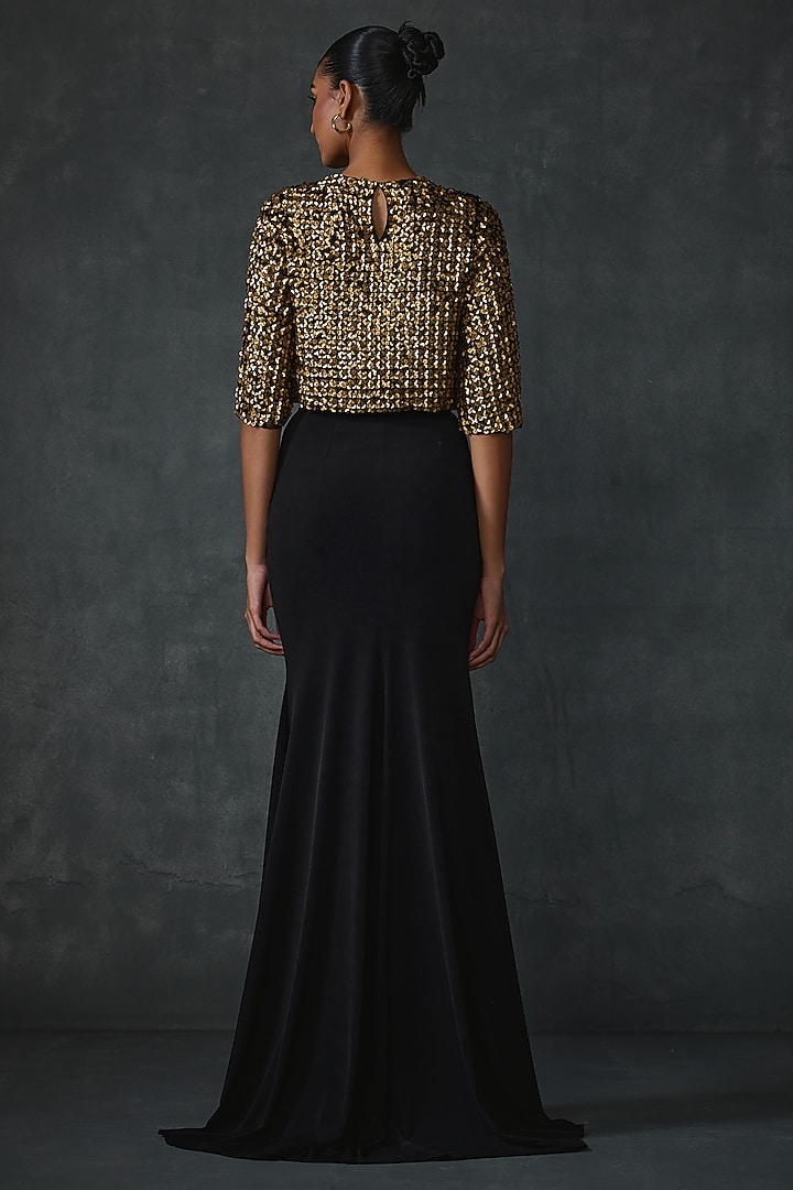Black Jersey Skirt Set by Namrata Joshipura at Pernia's Pop Up Shop