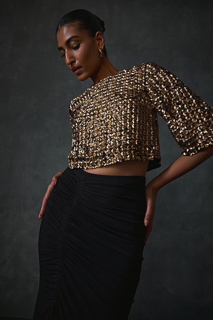 Black Jersey Skirt Set by Namrata Joshipura at Pernia's Pop Up Shop