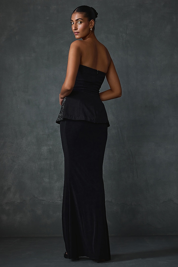 Black Jersey Skirt Set by Namrata Joshipura at Pernia's Pop Up Shop