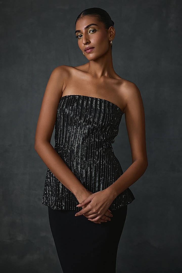 Black Jersey Skirt Set by Namrata Joshipura at Pernia's Pop Up Shop