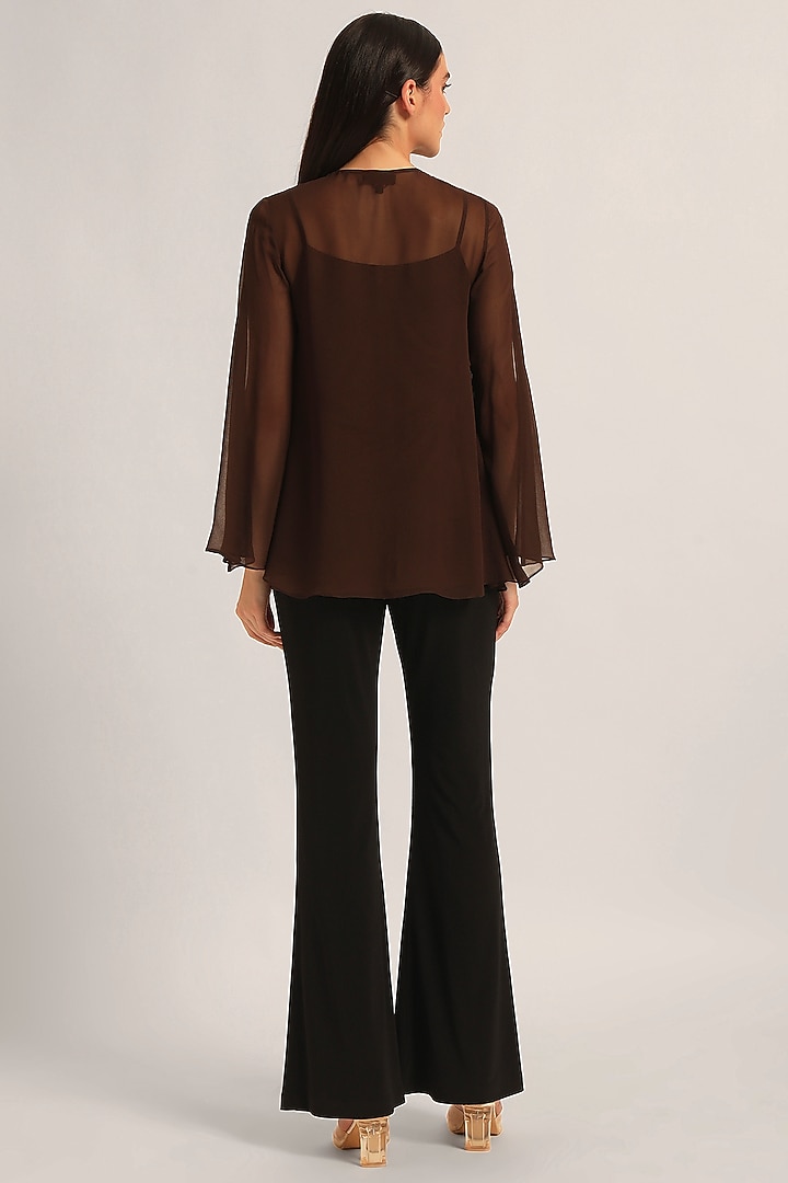 Brown Viscose Layered Top by Namrata Joshipura at Pernia's Pop Up Shop