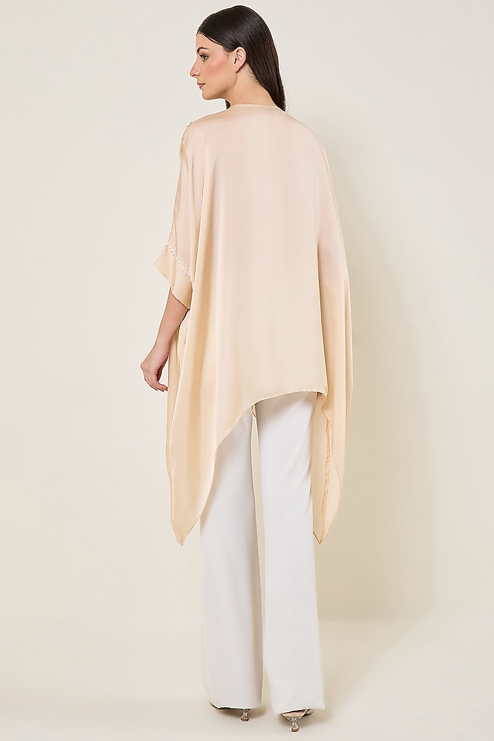 Seashell-Colored Cupro Satin Handkerchief Tunic by Namrata Joshipura at Pernia's Pop Up Shop
