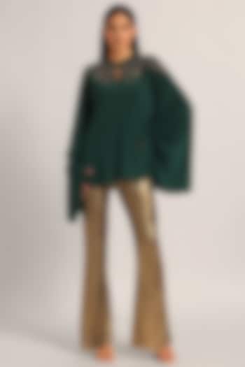 Green Jersey Cape Tunic by Namrata Joshipura at Pernia's Pop Up Shop