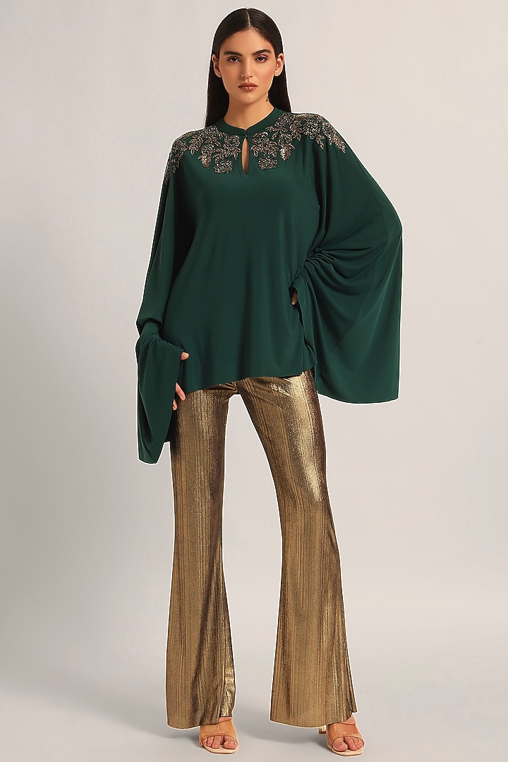 Green Jersey Cape Tunic by Namrata Joshipura at Pernia's Pop Up Shop
