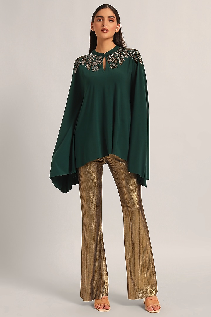 Green Jersey Cape Tunic by Namrata Joshipura at Pernia's Pop Up Shop