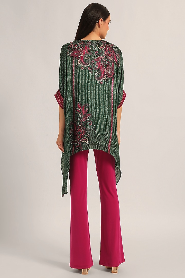 Green Crinkled Cupro Paisley Handkerchief Tunic by Namrata Joshipura at Pernia's Pop Up Shop