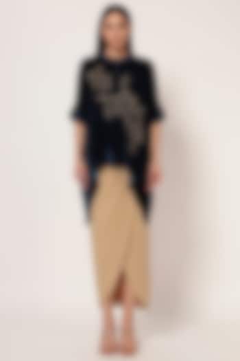 Teal Blue Velvet Handkerchief Tunic by Namrata Joshipura at Pernia's Pop Up Shop