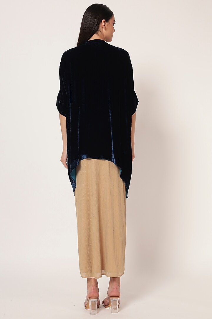 Teal Blue Velvet Handkerchief Tunic by Namrata Joshipura at Pernia's Pop Up Shop