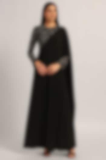 Black Jersey Draped Jumpsuit by Namrata Joshipura at Pernia's Pop Up Shop