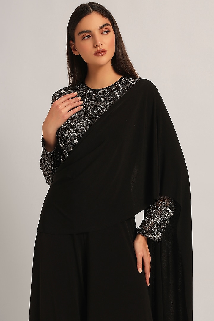 Black Jersey Draped Jumpsuit by Namrata Joshipura at Pernia's Pop Up Shop