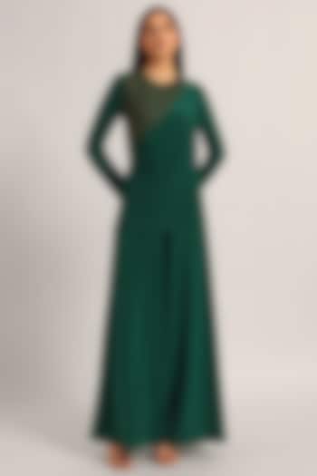 Hunter Green Jersey Draped Jumpsuit by Namrata Joshipura at Pernia's Pop Up Shop