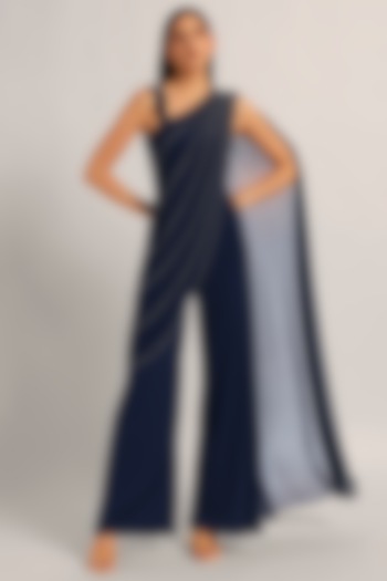 Black Jersey Draped Jumpsuit by Namrata Joshipura at Pernia's Pop Up Shop