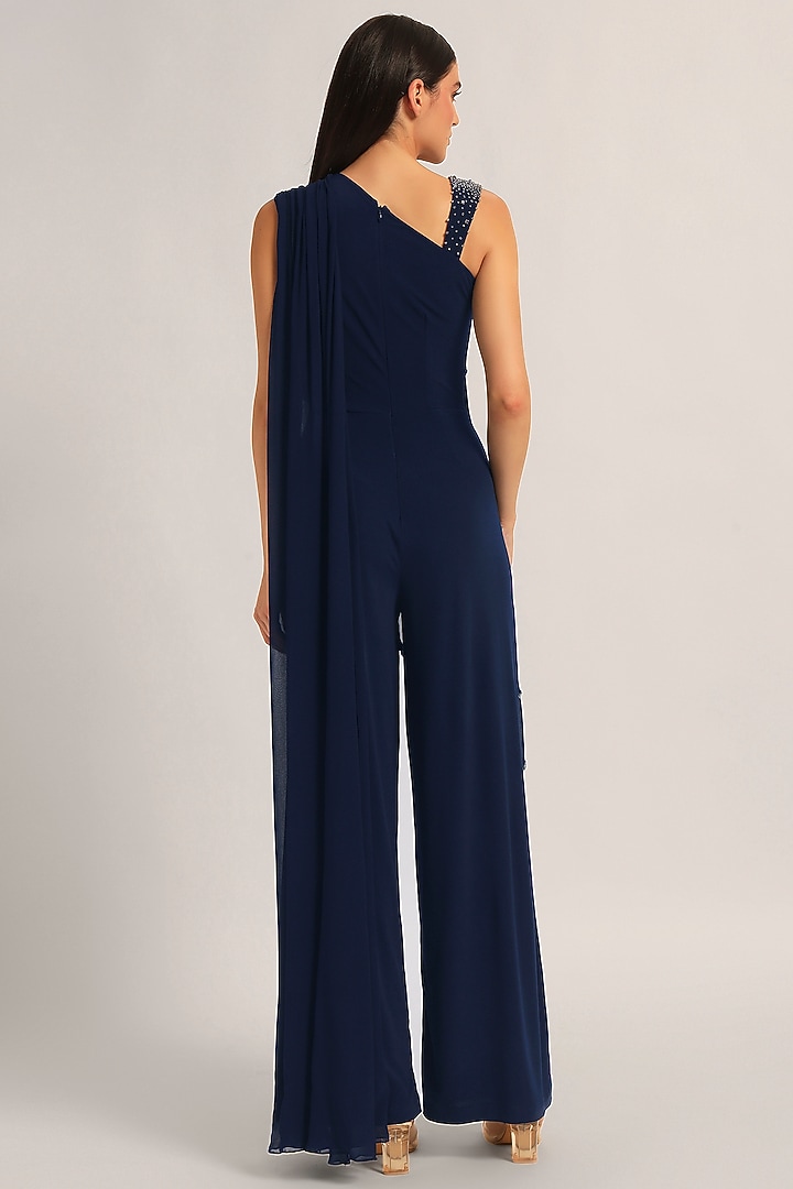 Black Jersey Draped Jumpsuit by Namrata Joshipura at Pernia's Pop Up Shop