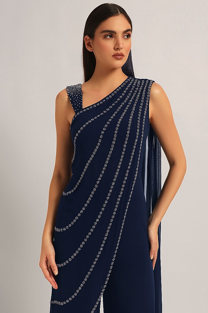 Black Jersey Draped Jumpsuit by Namrata Joshipura at Pernia's Pop Up Shop