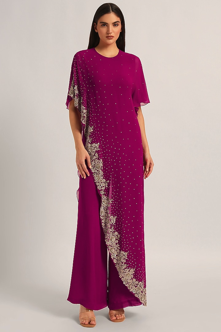 Fuchsia Viscose Flap Jumpsuit by Namrata Joshipura at Pernia's Pop Up Shop