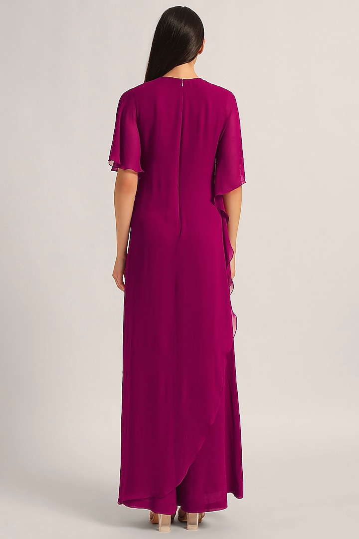 Fuchsia Viscose Flap Jumpsuit by Namrata Joshipura at Pernia's Pop Up Shop