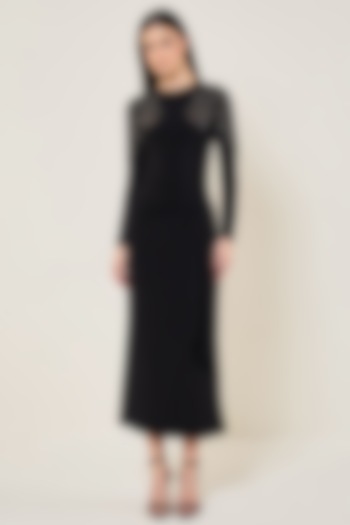 Black Jersey Draped Cocktail Dress by Namrata Joshipura at Pernia's Pop Up Shop