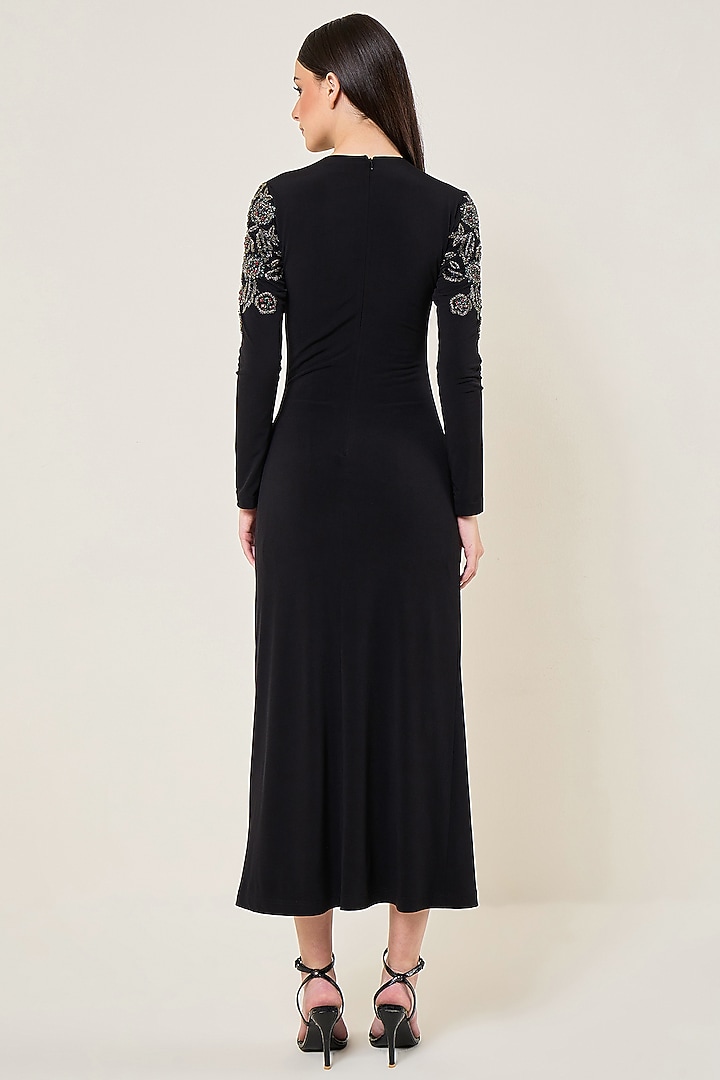 Black Jersey Draped Cocktail Dress by Namrata Joshipura at Pernia's Pop Up Shop