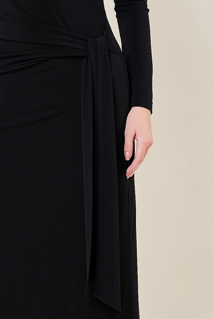 Black Jersey Draped Cocktail Dress by Namrata Joshipura at Pernia's Pop Up Shop