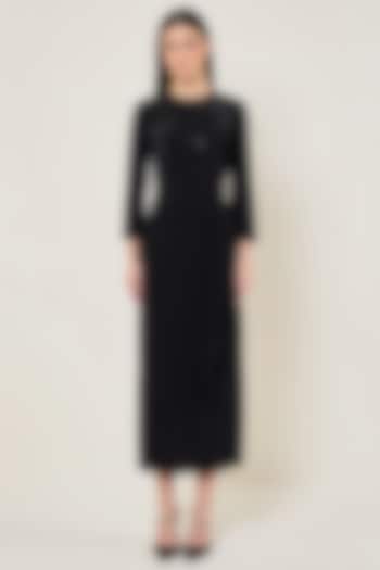 Black Jersey Draped Cocktail Dress by Namrata Joshipura at Pernia's Pop Up Shop