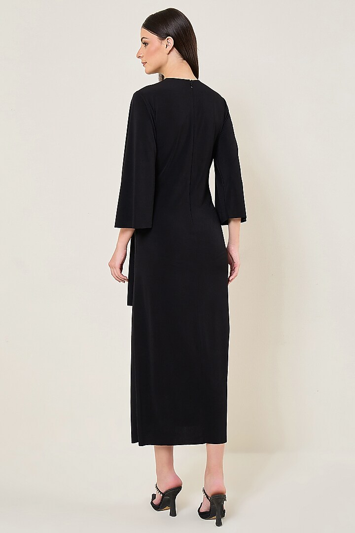 Black Jersey Draped Cocktail Dress by Namrata Joshipura at Pernia's Pop Up Shop