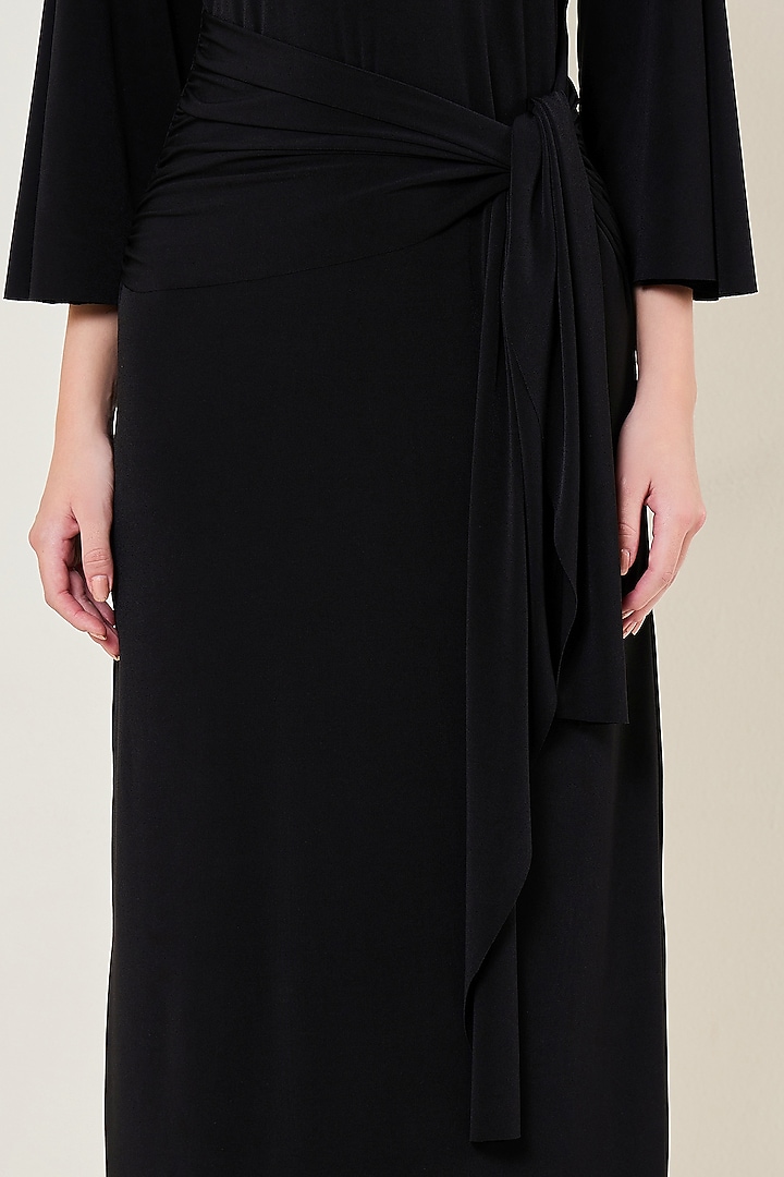 Black Jersey Draped Cocktail Dress by Namrata Joshipura at Pernia's Pop Up Shop