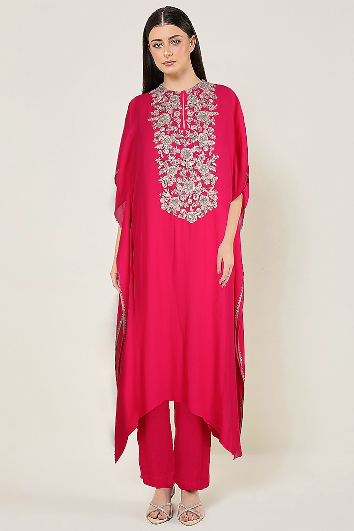 Fuchsia Georgette Kaftan Set by Namrata Joshipura at Pernia's Pop Up Shop