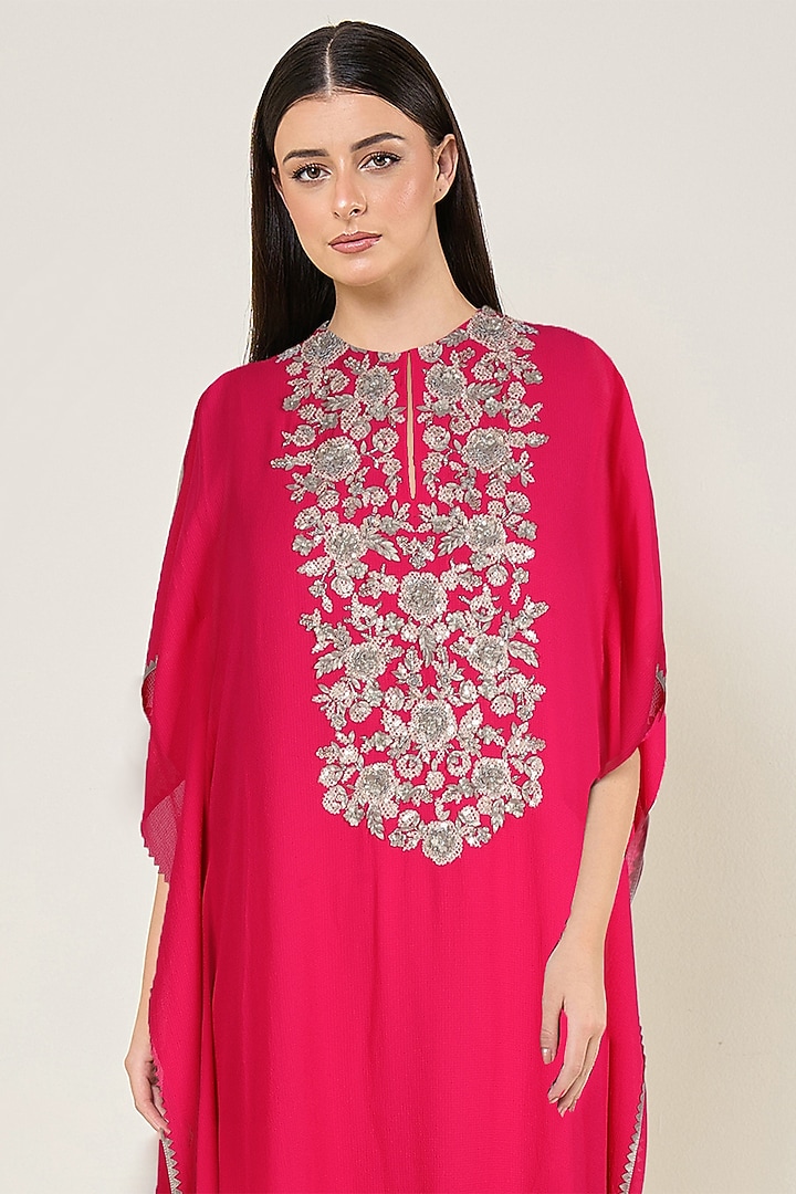 Fuchsia Georgette Kaftan Set by Namrata Joshipura at Pernia's Pop Up Shop
