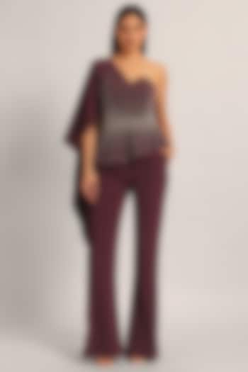 Wine Jersey Wedding Sharara Set by Namrata Joshipura at Pernia's Pop Up Shop