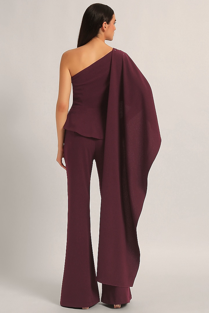 Wine Jersey Wedding Sharara Set by Namrata Joshipura at Pernia's Pop Up Shop