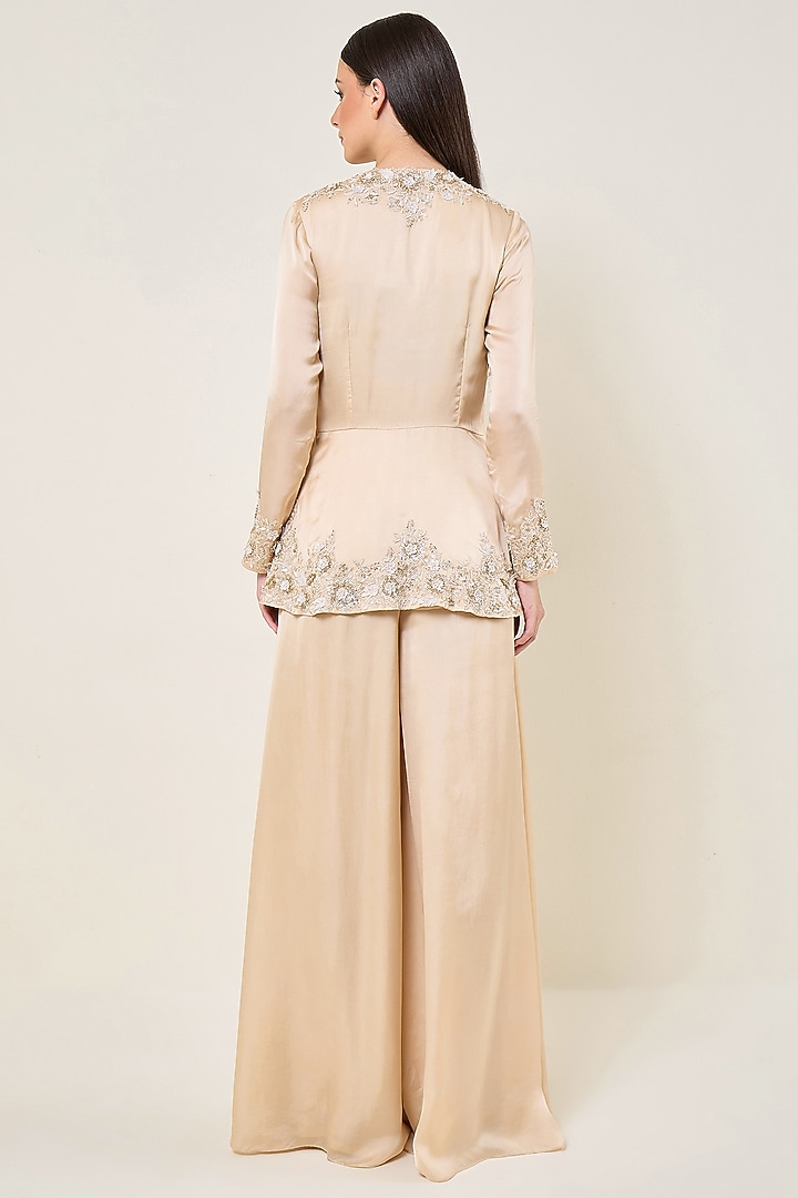 Seashell Cupro Satin Wedding Sharara Set by Namrata Joshipura at Pernia's Pop Up Shop