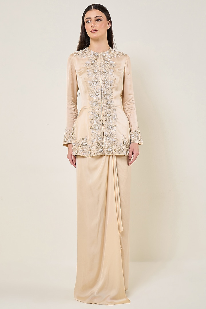 Seashell Cupro Satin Skirt Set by Namrata Joshipura at Pernia's Pop Up Shop