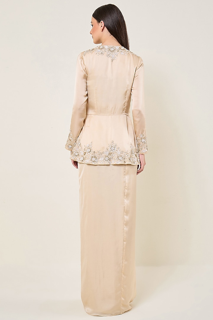 Seashell Cupro Satin Skirt Set by Namrata Joshipura at Pernia's Pop Up Shop