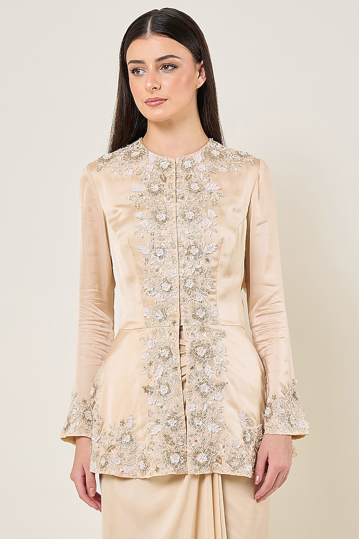 Seashell Cupro Satin Skirt Set by Namrata Joshipura at Pernia's Pop Up Shop