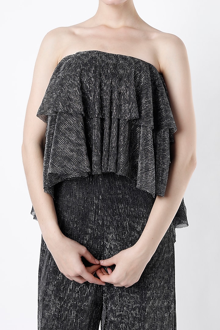 Black Jersey Off-Shoulder Jumpsuit by Namrata Joshipura at Pernia's Pop Up Shop