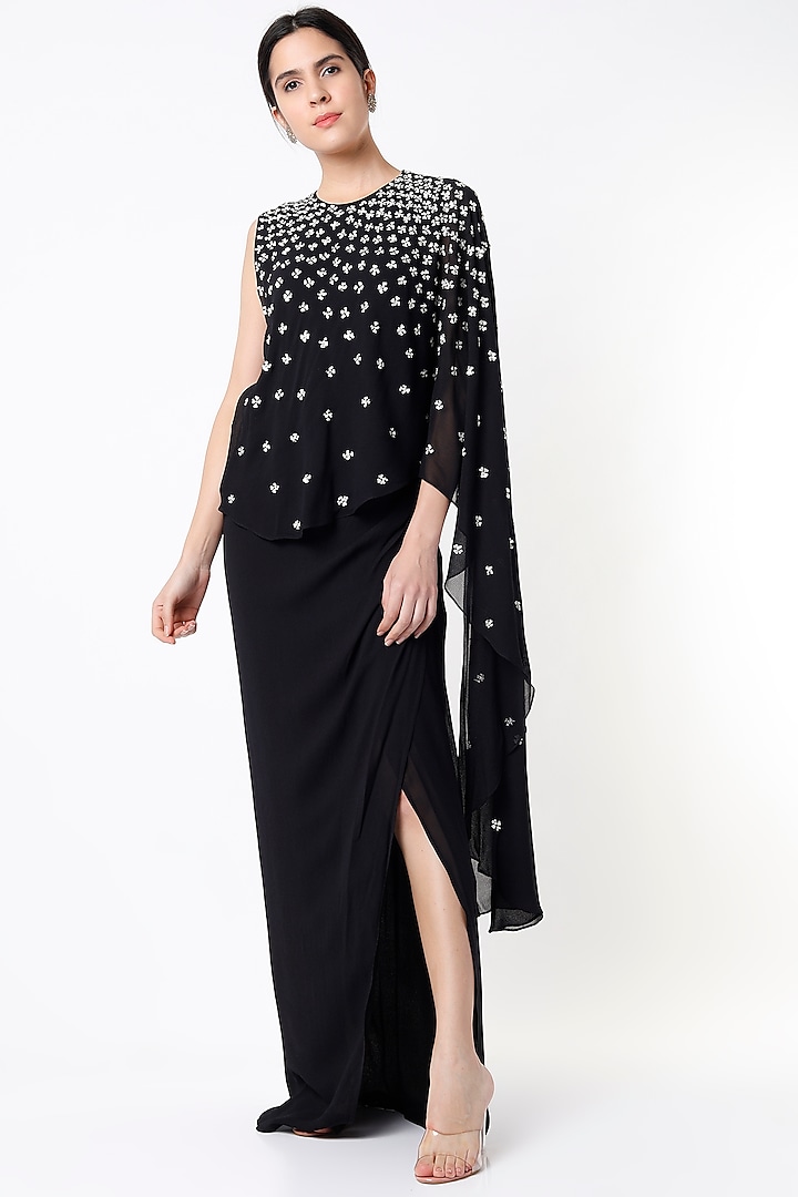 Black Hand Embellished Gown by Namrata Joshipura