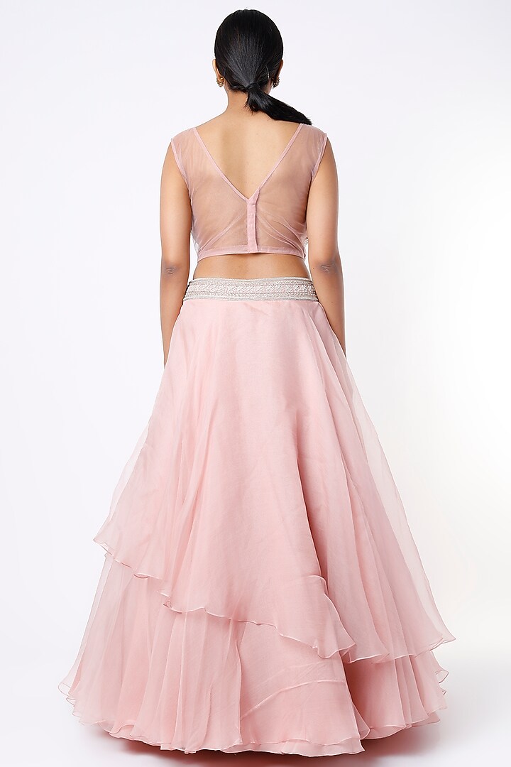 Blush Pink Organza Wedding Lehenga Set by Namrata Joshipura at Pernia's Pop Up Shop