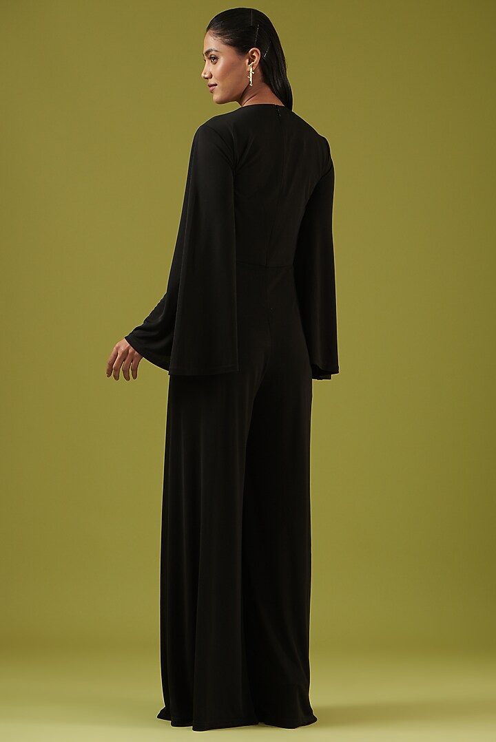 Black Floral Embellished Jumpsuit by Namrata Joshipura at Pernia's Pop Up Shop