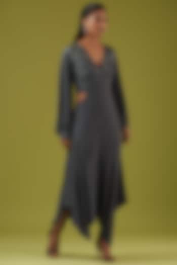 Grey Embellished Midi Dress by Namrata Joshipura